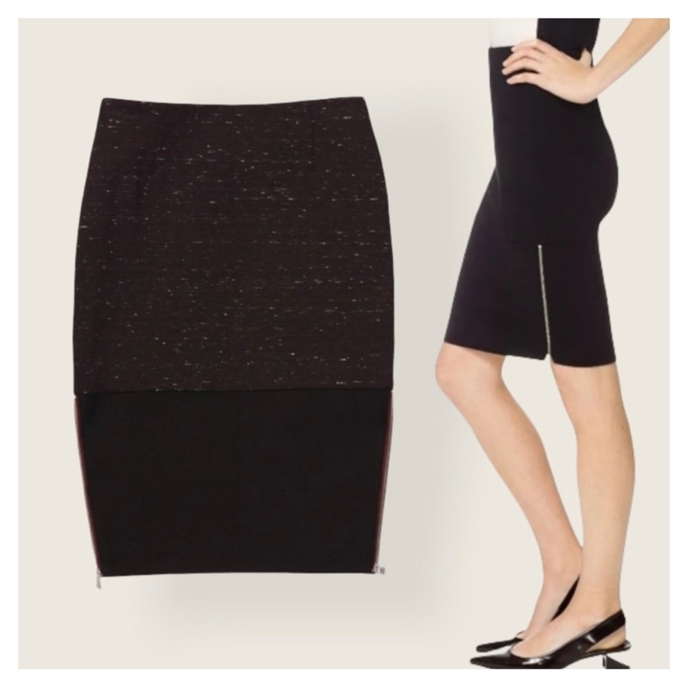 Wilfred Heather Black Campagne Contrast Zip Pencil Skirt